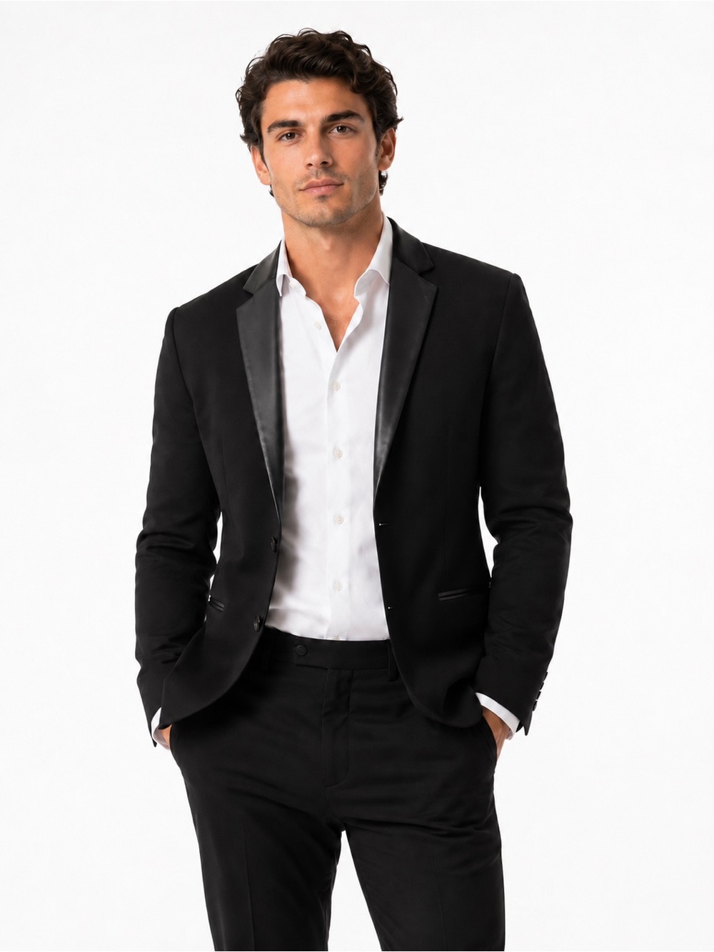 Zara Man Blazer Size 38 Black Faux Leather Lapel Suit Jacket